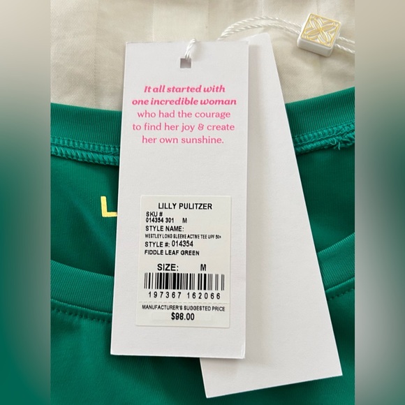 NWT Lilly Pulitzer Westley Luxletic Active SPF 50+ Green Long-Sleeve Tee, Size M - Picture 13 of 14